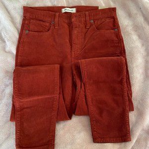 Madewell Orange 10" high waisted Skinny Corduroy